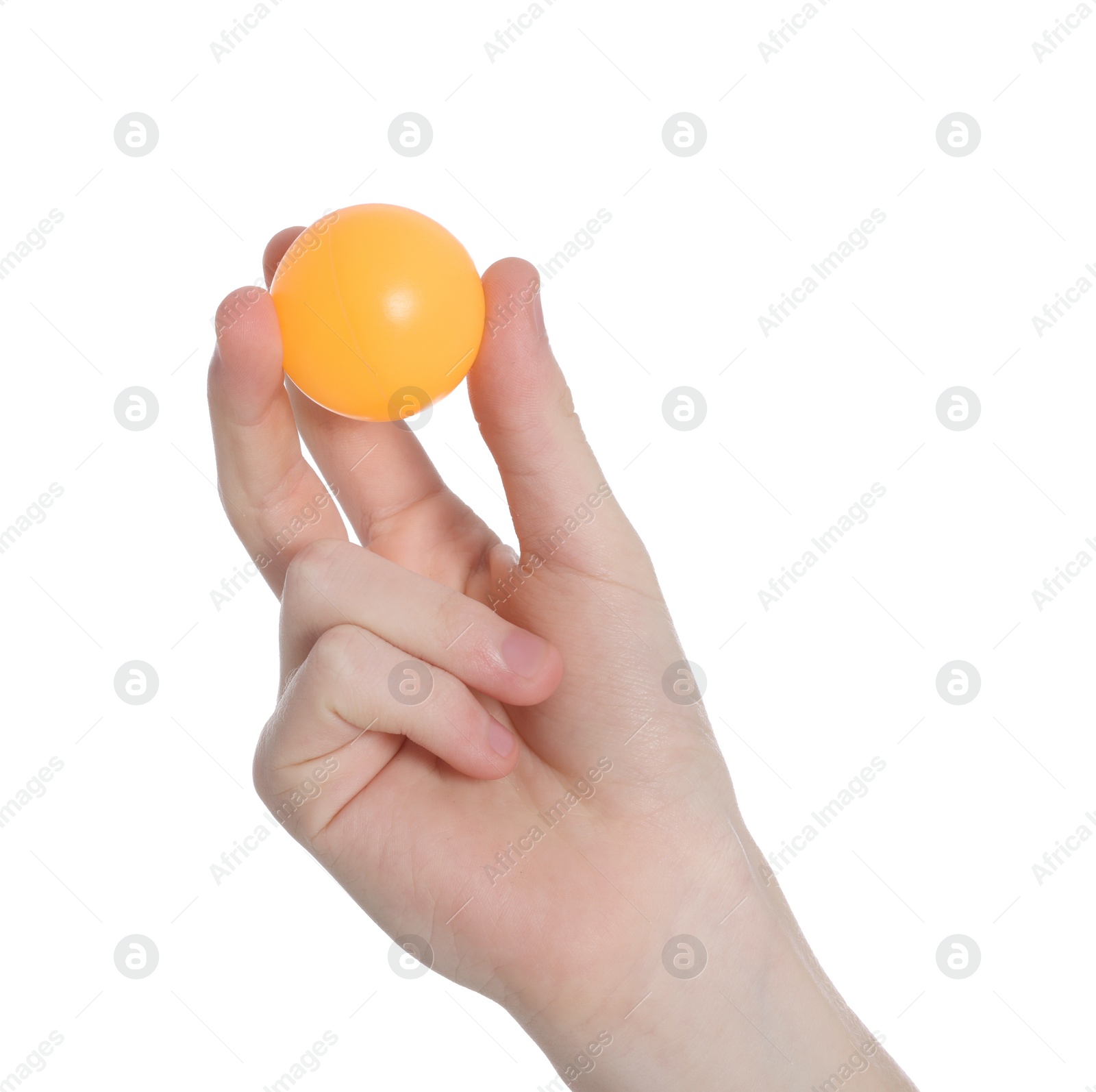 Photo of with ping pong ball on white background, closeup