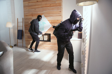 Photo of Dangerous masked criminals stealing picture from house