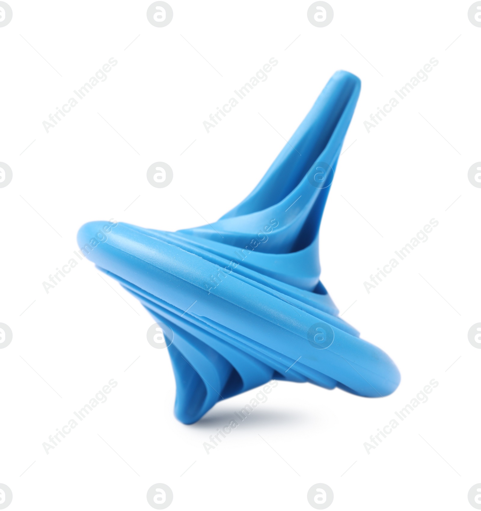 Photo of One blue spinning top isolated on white