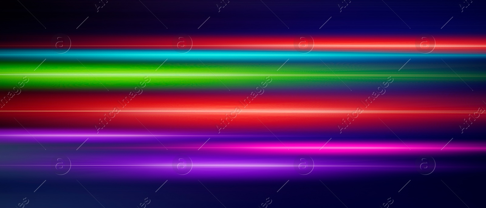 Image of Colorful speed light trails, motion blur effect. Banner design