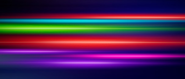 Colorful speed light trails, motion blur effect. Banner design