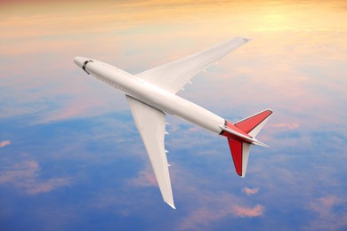 Image of View of airplane in beautiful sky. Travel concept