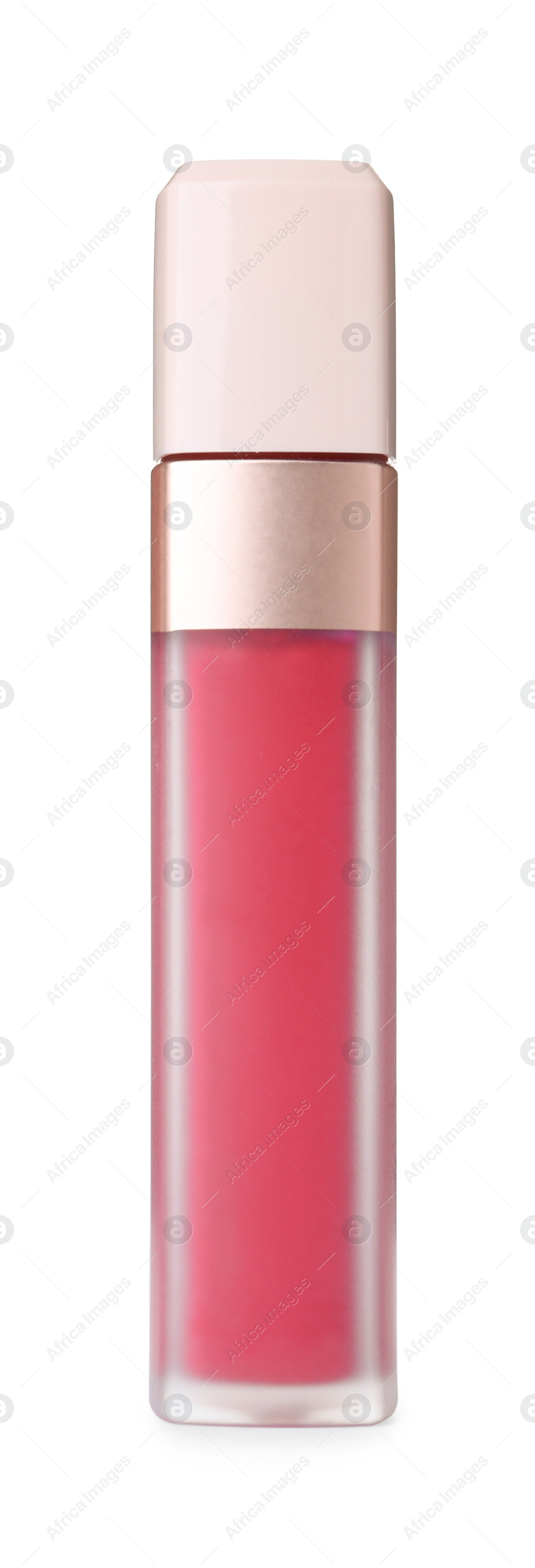 Photo of Bright liquid lipstick isolated on white. Makeup product