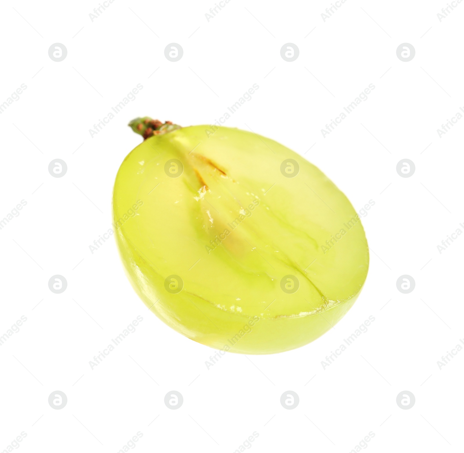 Photo of Half of delicious ripe green grape isolated on white