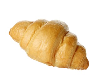 Photo of One delicious fresh croissant isolated on white