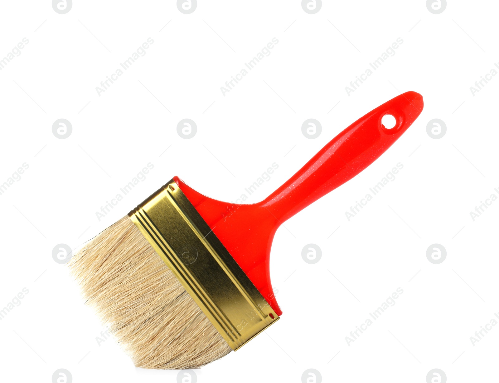 Photo of New paint brush on white background. Decorating tool