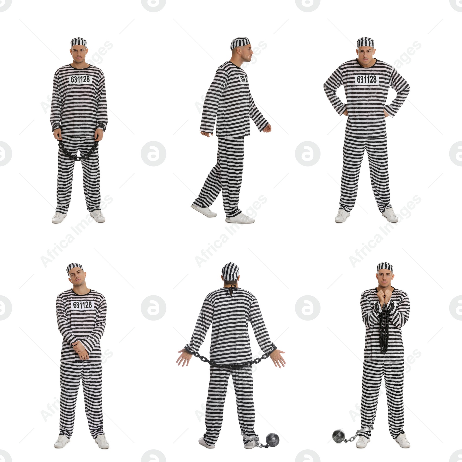 Image of Collage with photos of prisoner on white background 