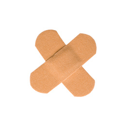 Photo of Medical sticking plasters isolated on white. First aid item