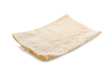 Photo of Delicious folded Armenian lavash on white background