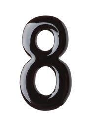 Photo of Chocolate number 8 on white background, top view
