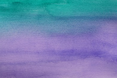 Abstract purple and green watercolor painting as background, top view