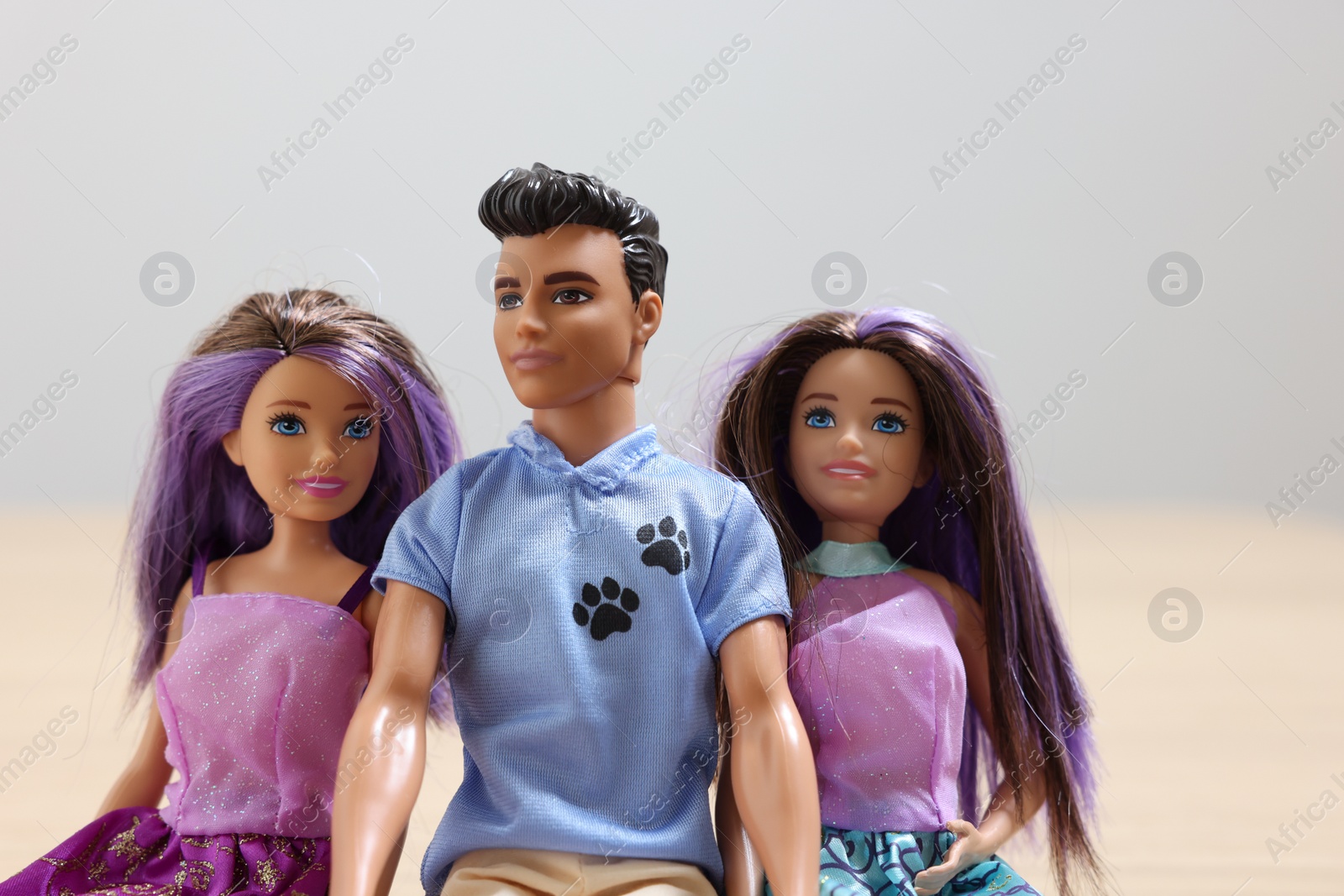 Photo of Leiden, Netherlands - September 20, 2023: Stylish Barbie and Ken dolls on blurred background