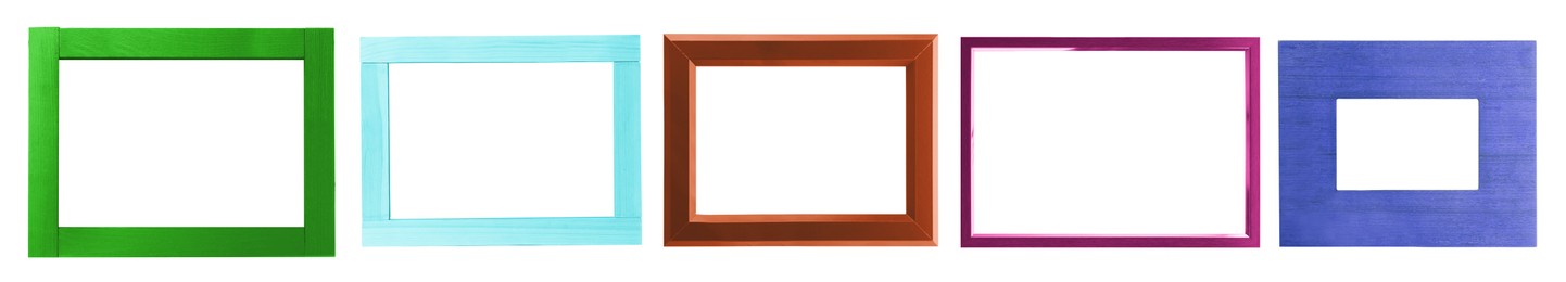 Image of Collage with bright frames on white background