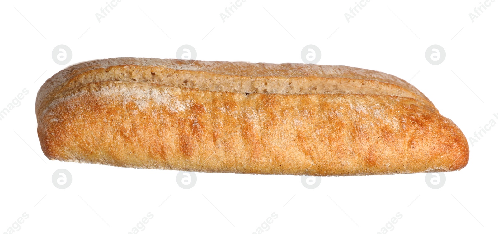 Photo of Crispy ciabatta isolated on white. Fresh bread