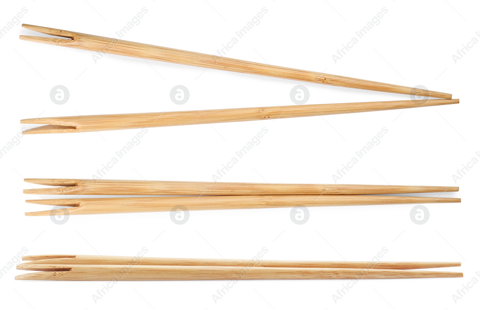 Image of Collage with wooden chopsticks isolated on white