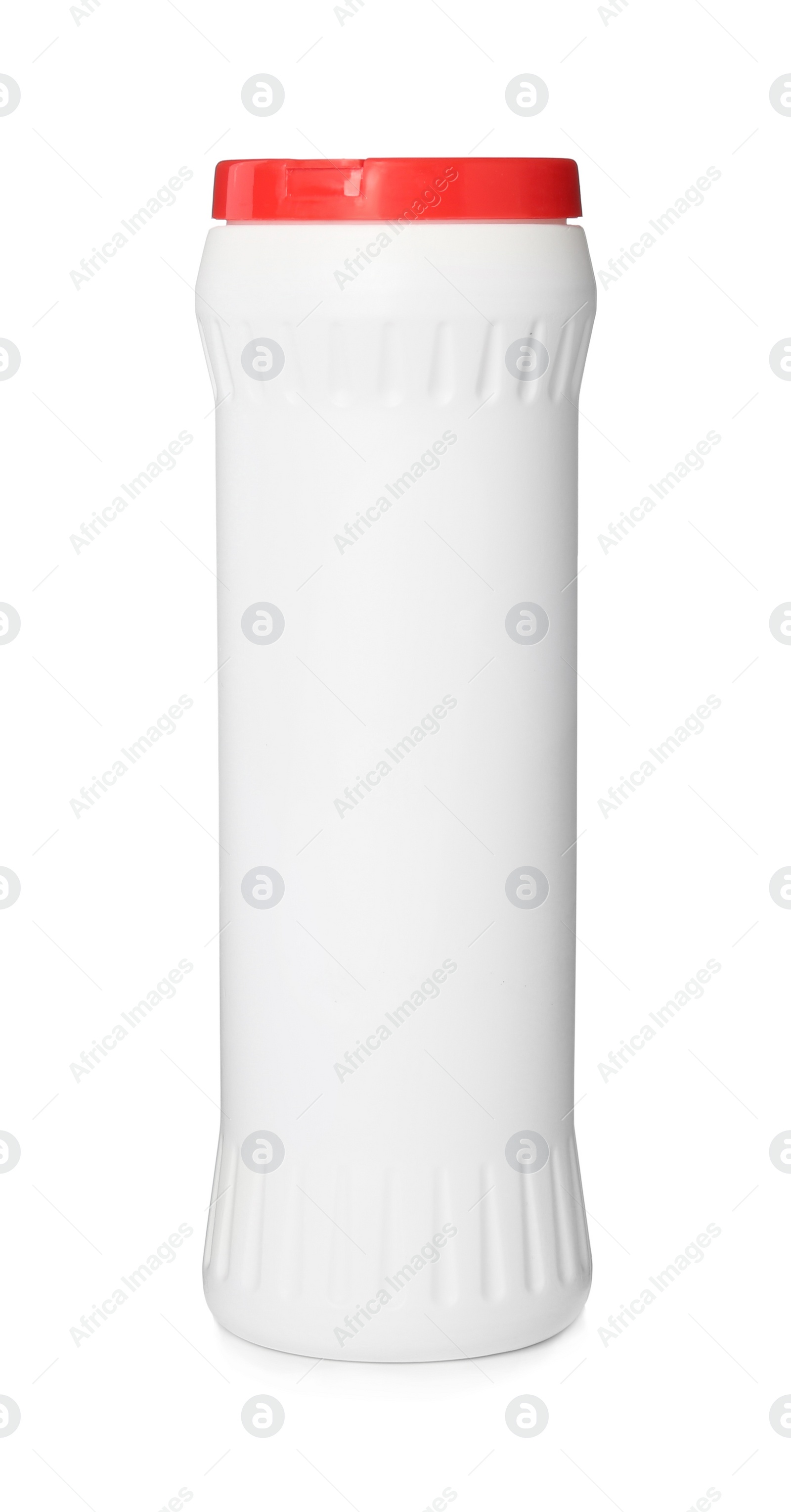 Photo of Blank bottle of toilet cleaning powder isolated on white