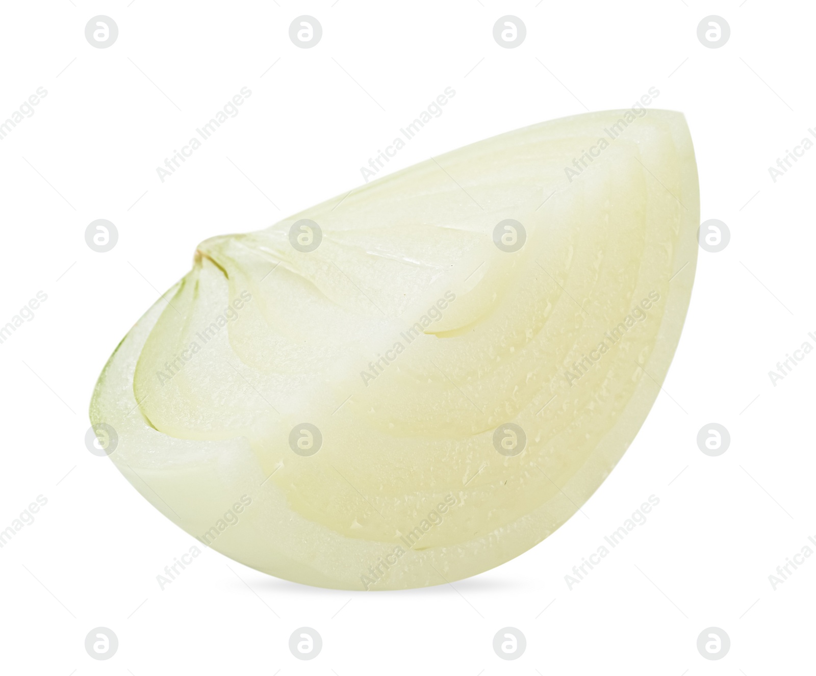 Photo of Piece of fresh ripe onion on white background