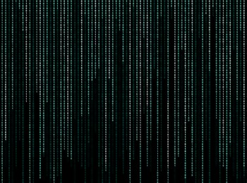 Illustration of Binary code in digital space. 1s and 0s on black background