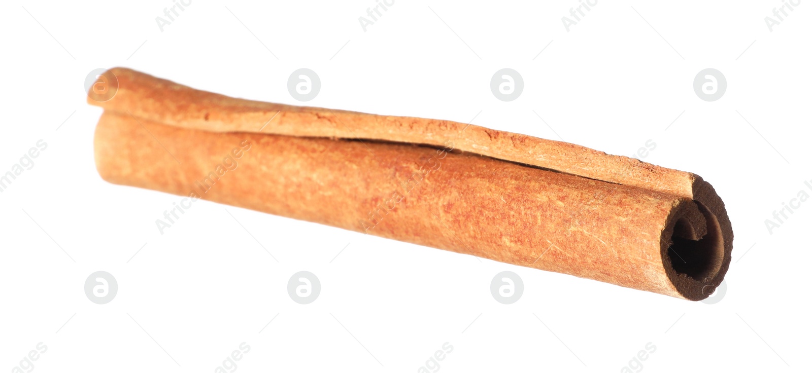 Photo of One aromatic cinnamon stick isolated on white