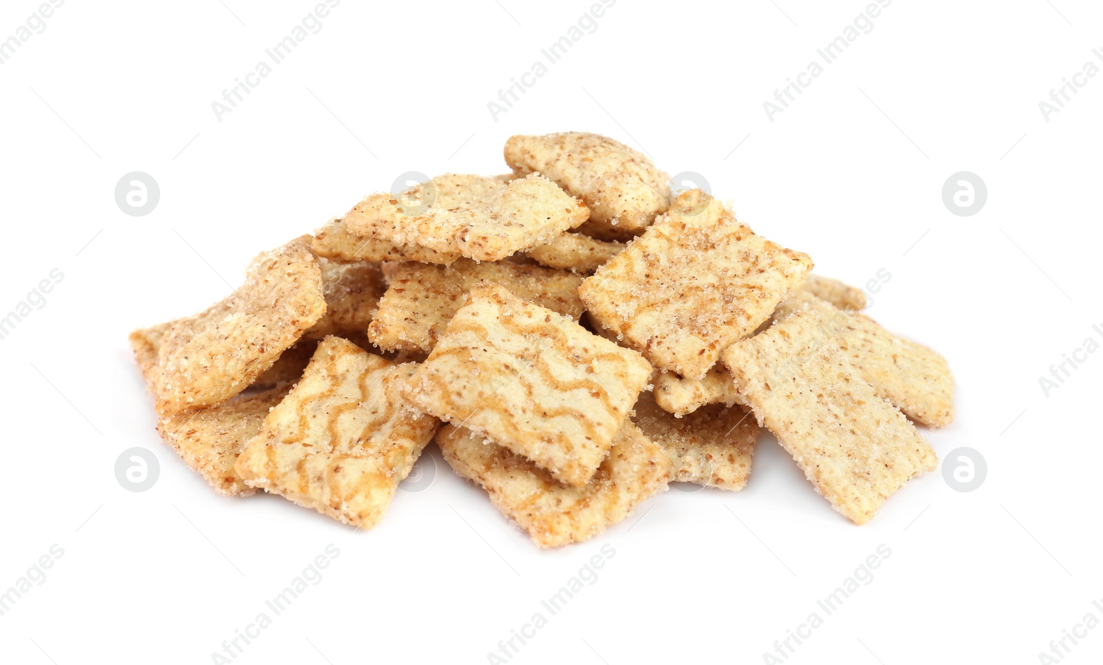 Photo of Delicious crispy breakfast cereal on white background