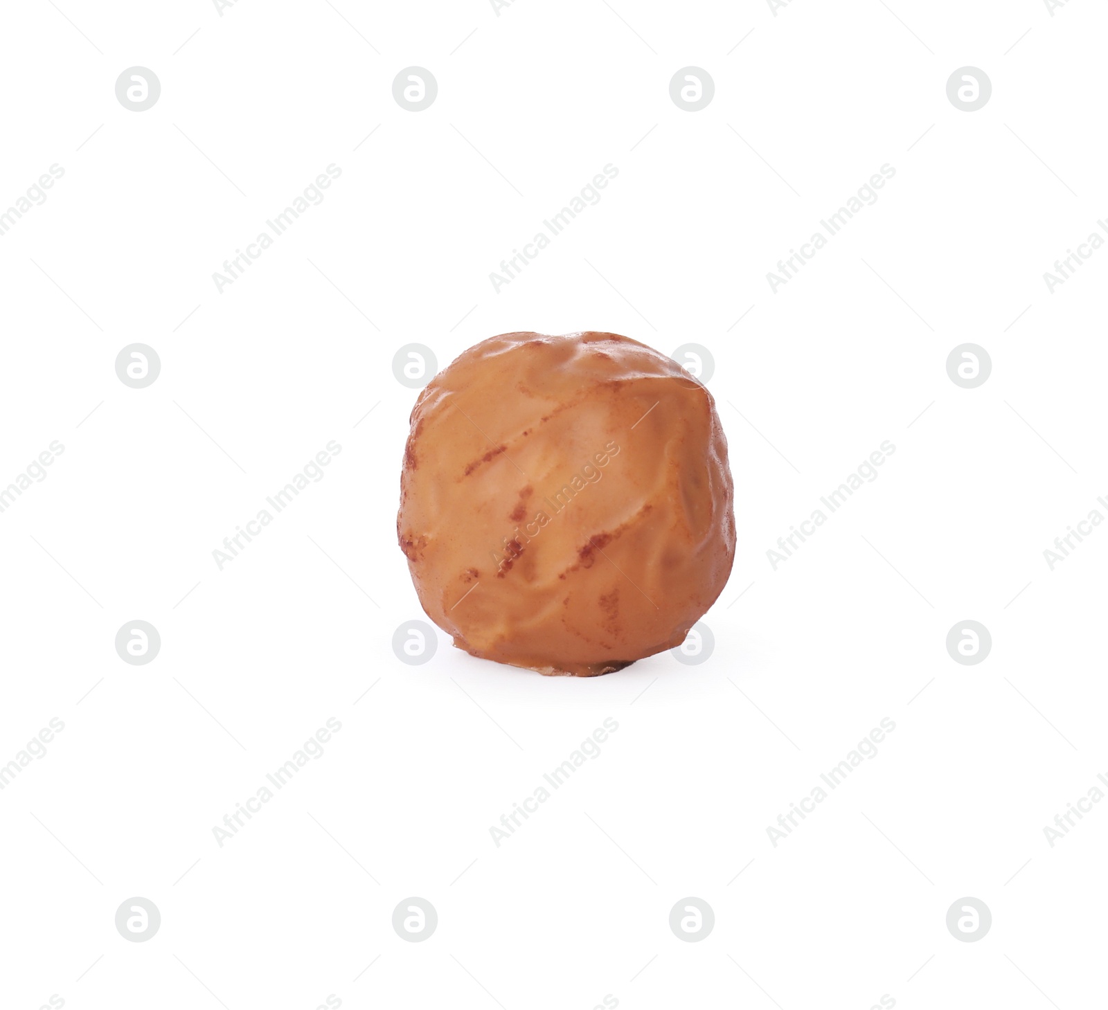 Photo of One tasty chocolate candy isolated on white