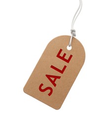 Image of Tag with word SALE on white background