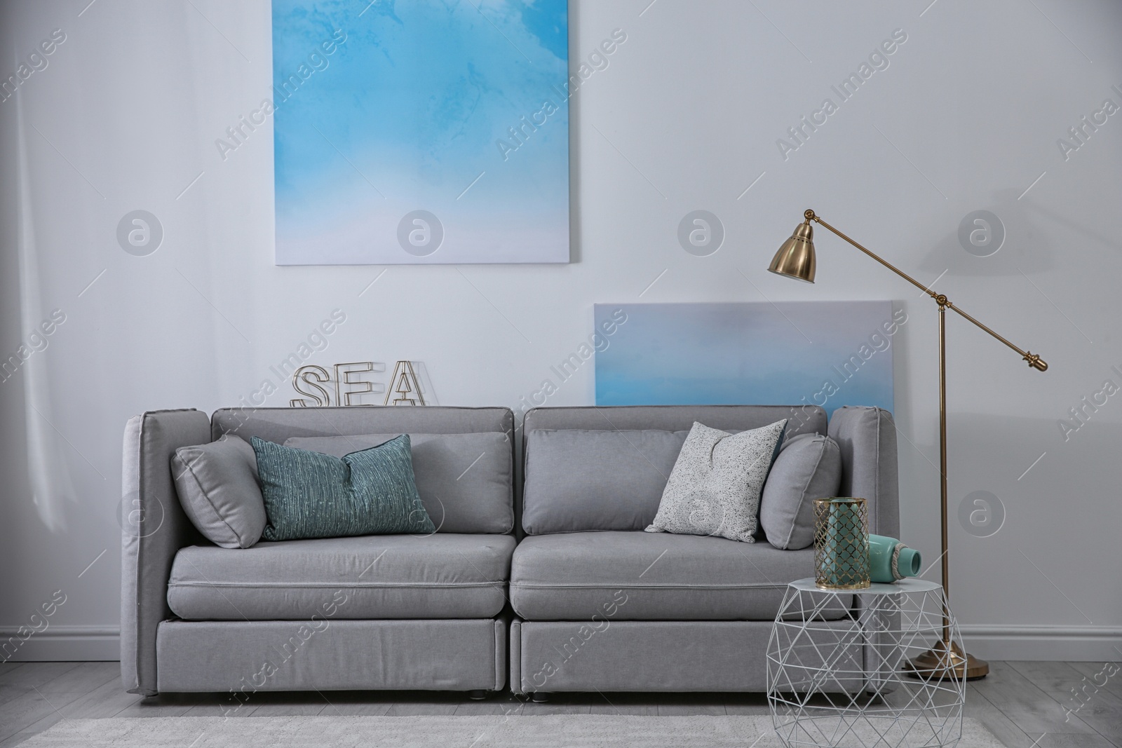 Photo of Modern living room interior with comfortable sofa