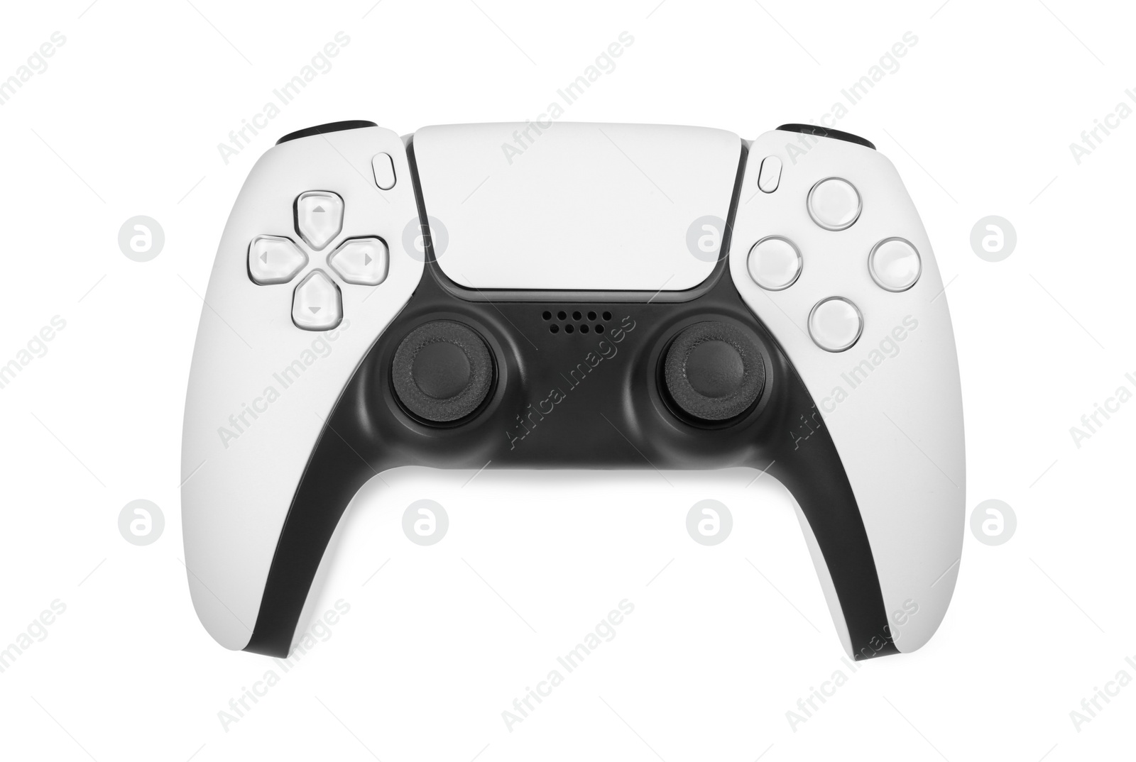 Photo of One wireless game controller isolated on white, top view