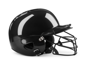 Photo of Black baseball batting helmet isolated on white