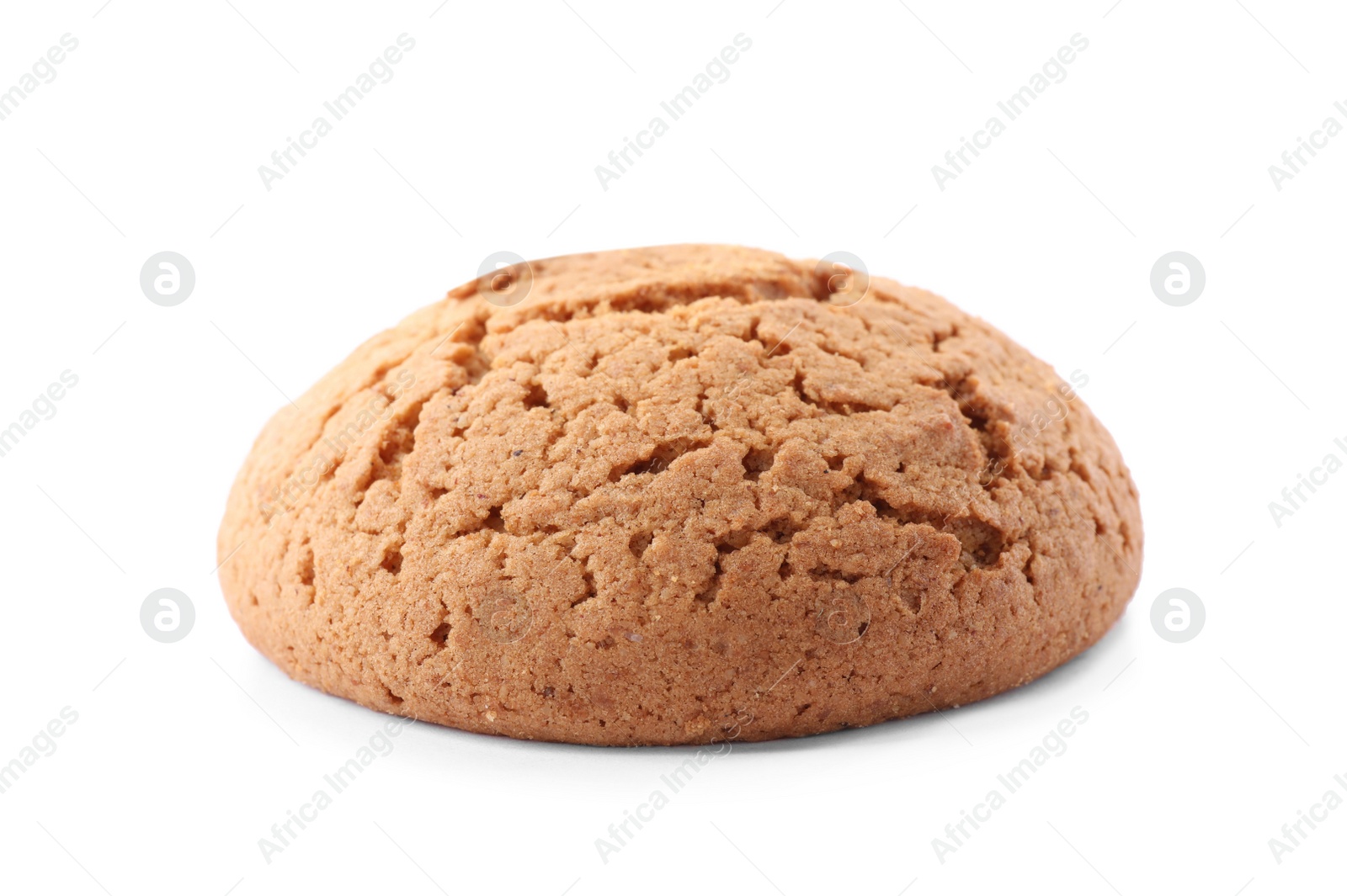 Photo of Fresh delicious oatmeal cookie on white background