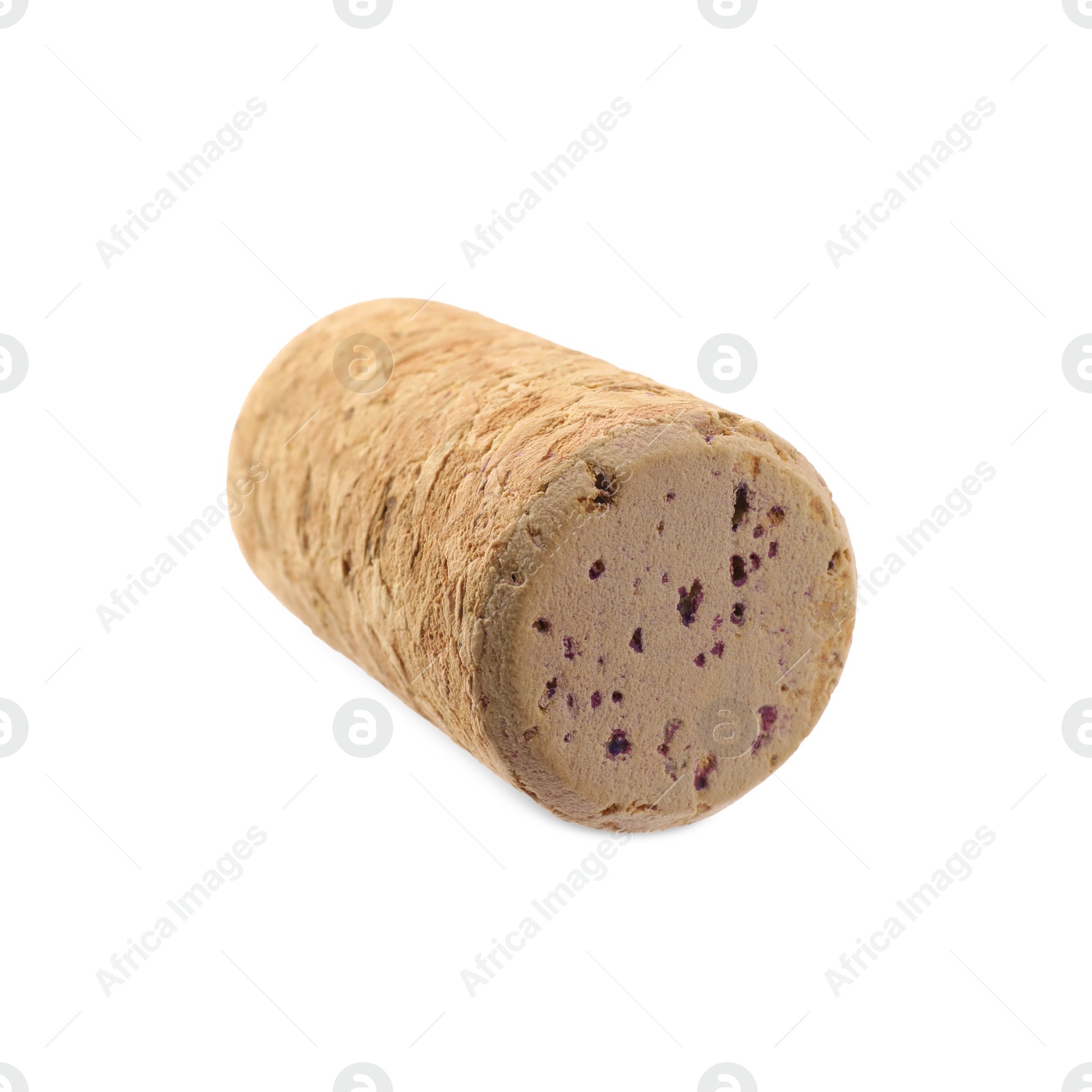 Photo of One wine cork isolated on white. Bottle cap