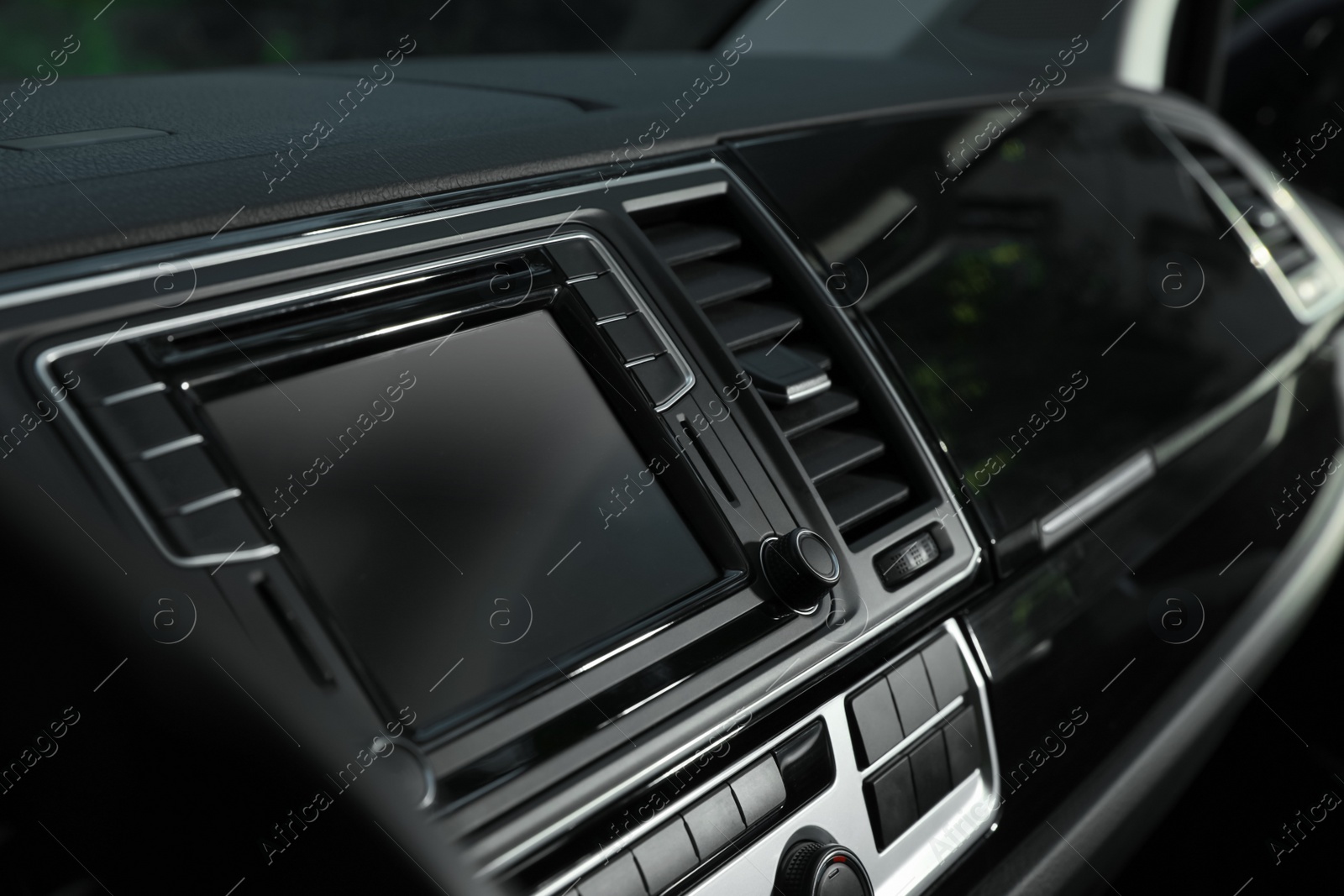 Photo of View of dashboard with navigation system in modern car