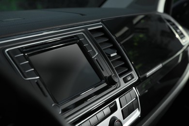 View of dashboard with navigation system in modern car