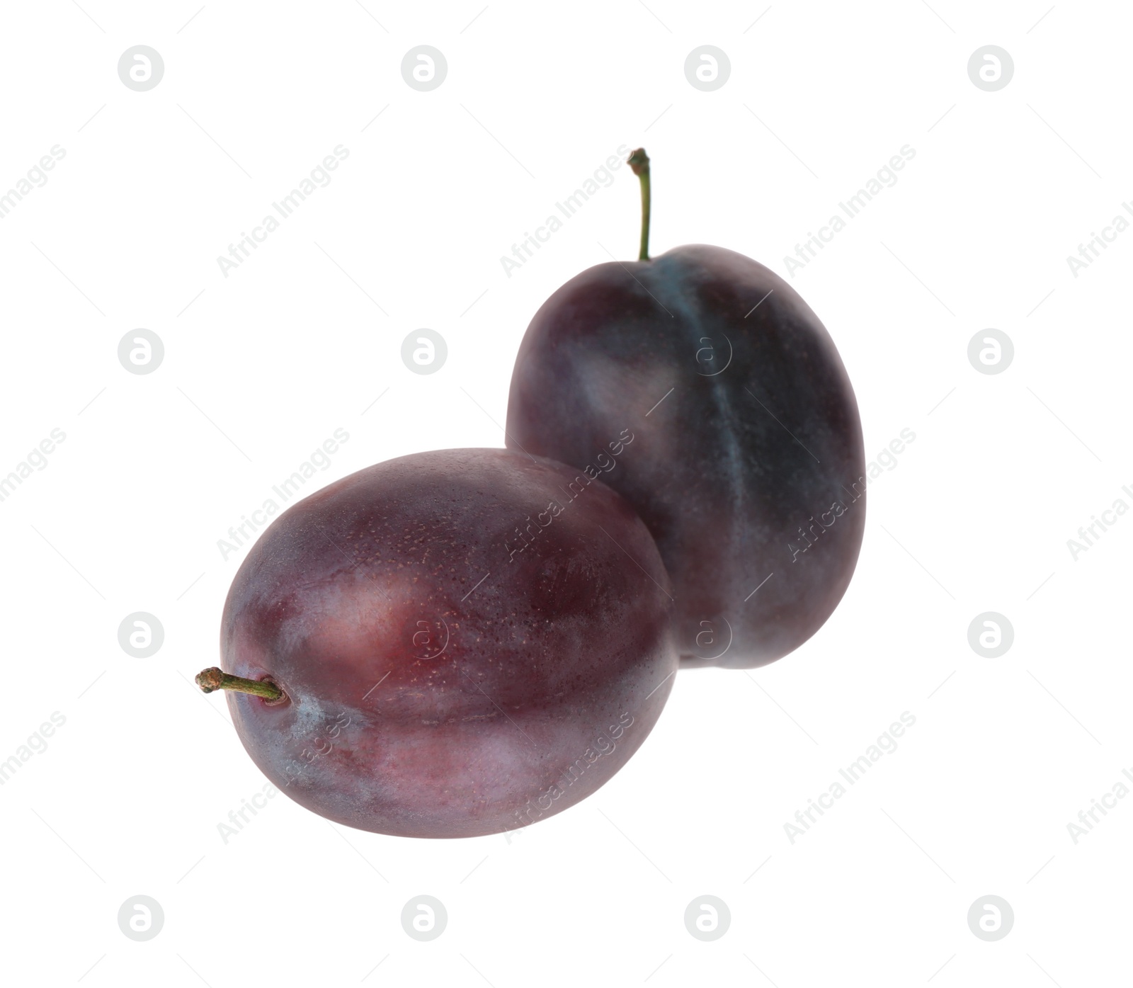 Photo of Delicious fresh ripe plums isolated on white