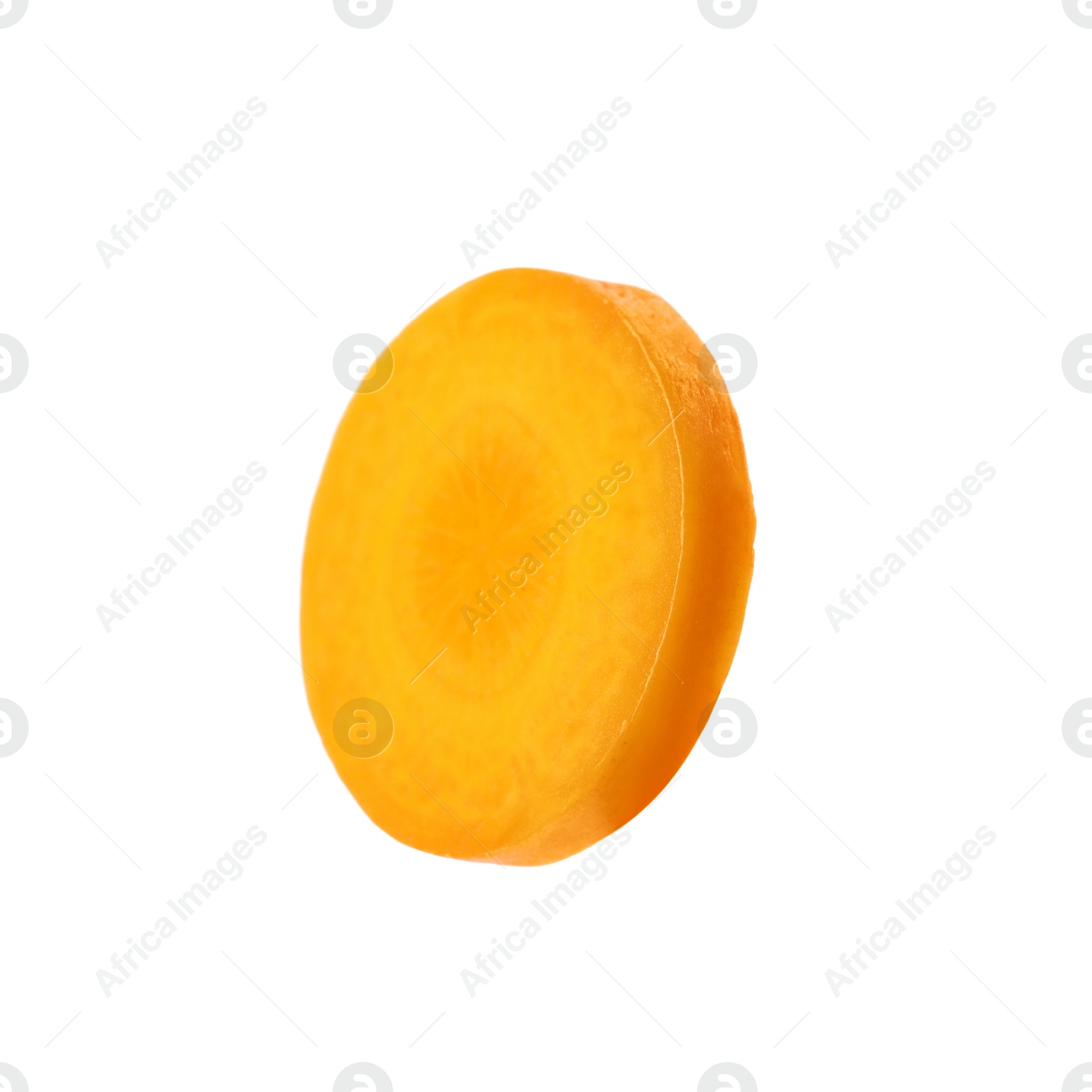 Photo of Slice of fresh ripe carrot isolated on white