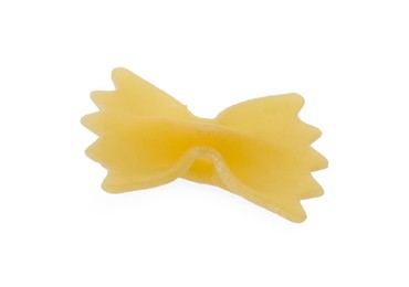 Photo of One piece of raw farfalle pasta isolated on white