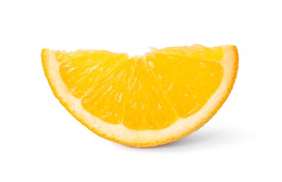 Photo of Citrus fruit. Slice of fresh ripe orange isolated on white
