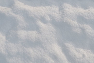 Photo of Beautiful snow as background, closeup view. Winter weather