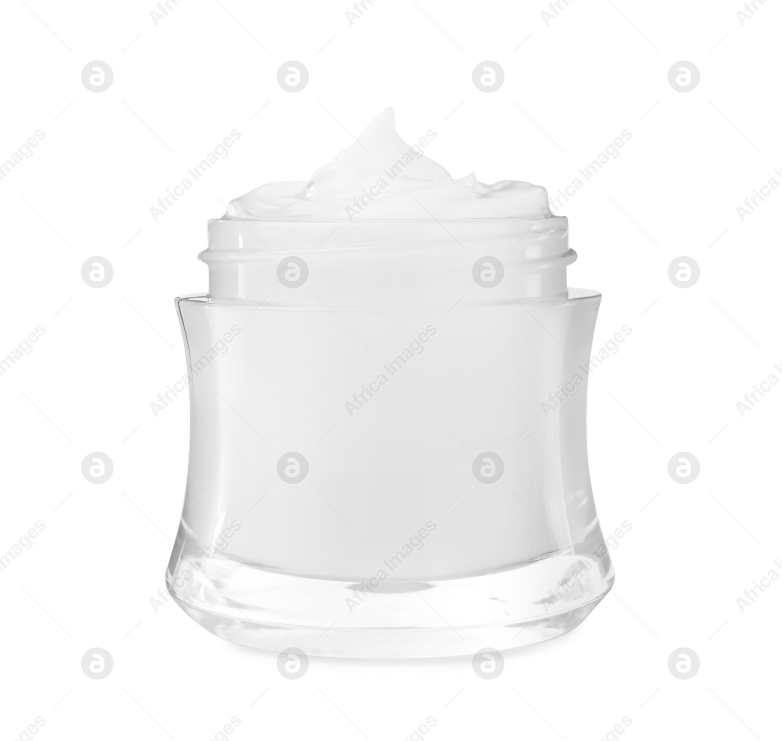 Photo of Cream in glass jar isolated on white