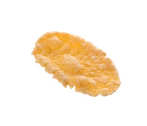 One tasty crispy corn flake isolated on white