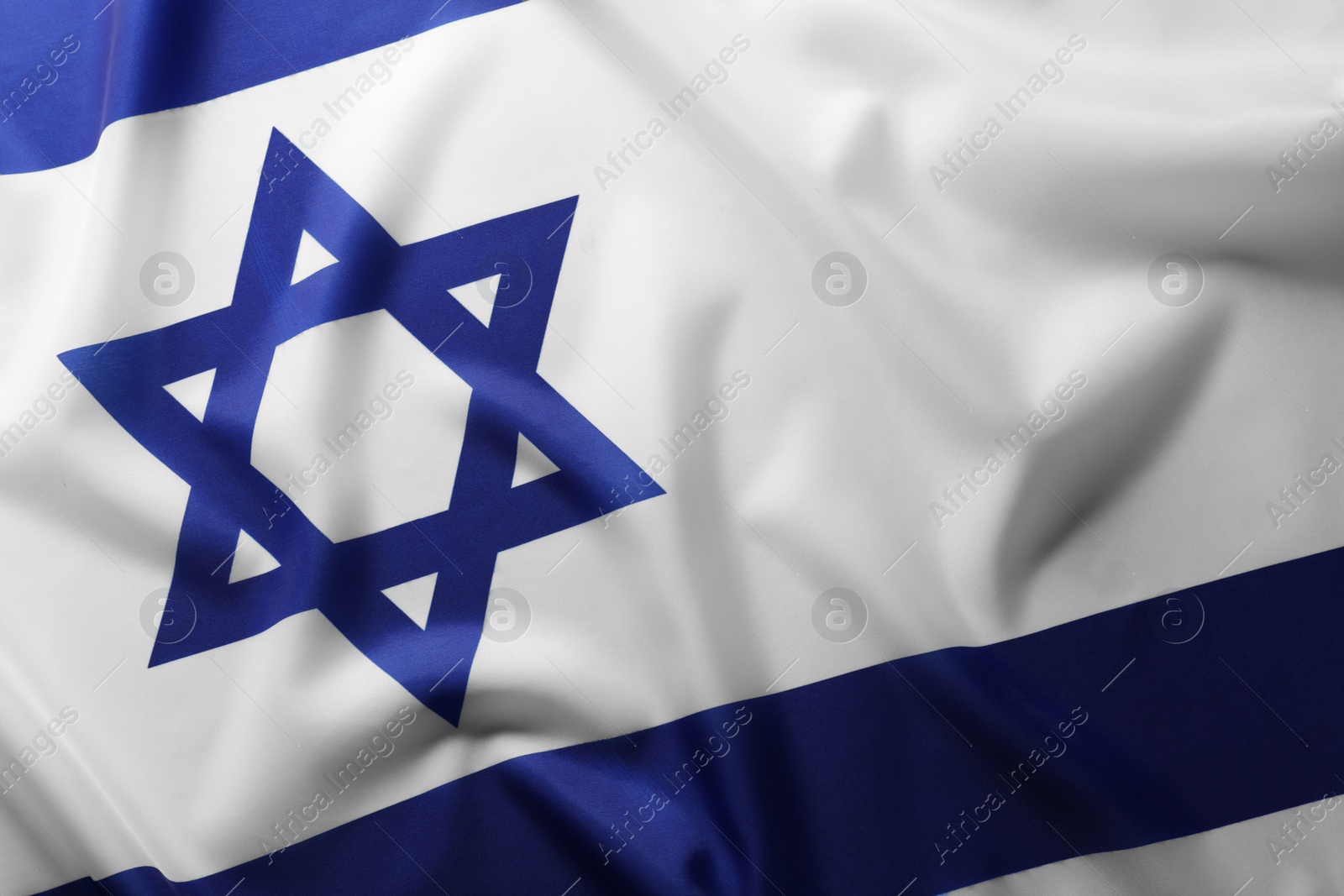 Photo of Flag of Israel as background, top view. National symbol