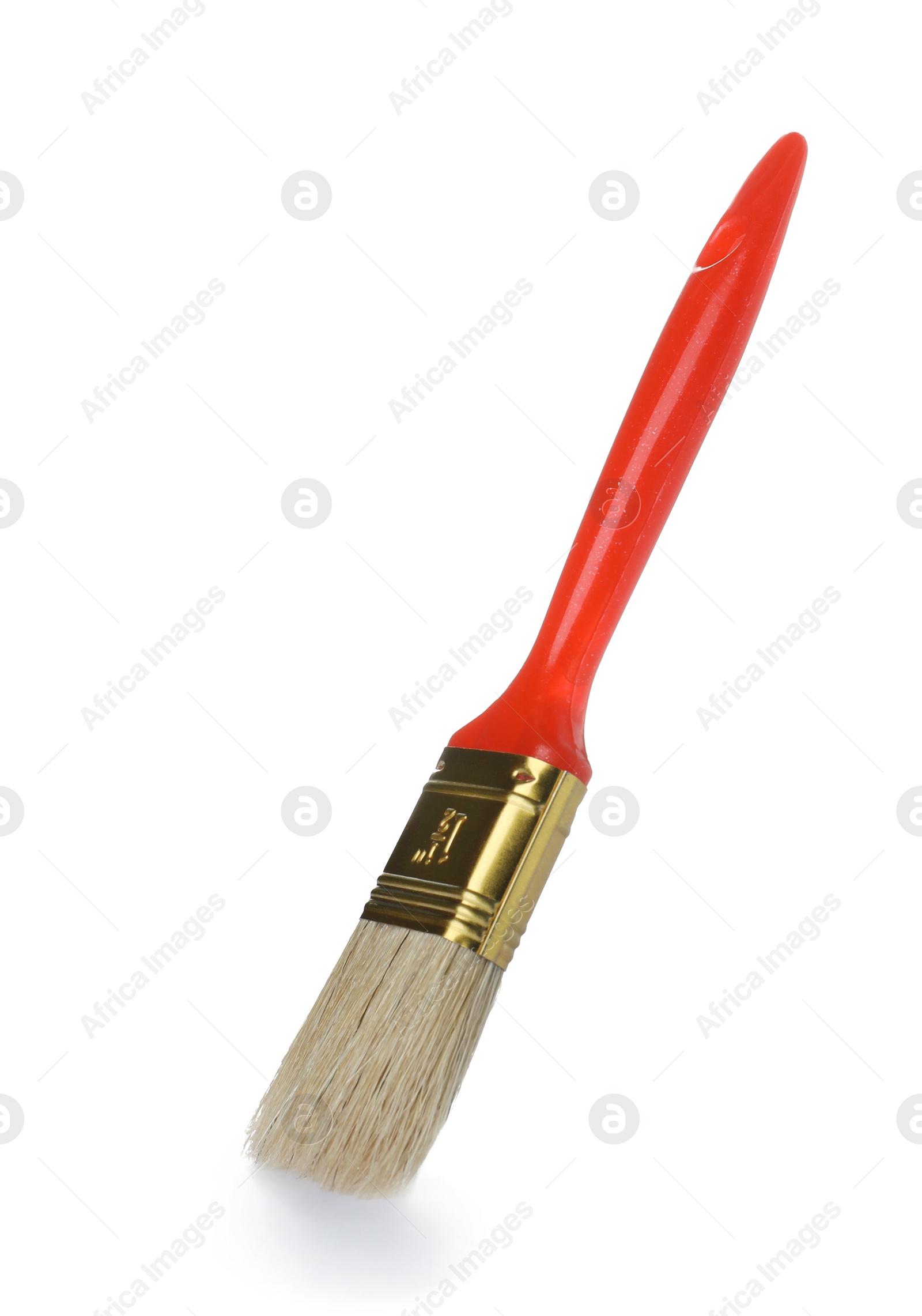 Photo of New paint brush on white background. Decorating tool