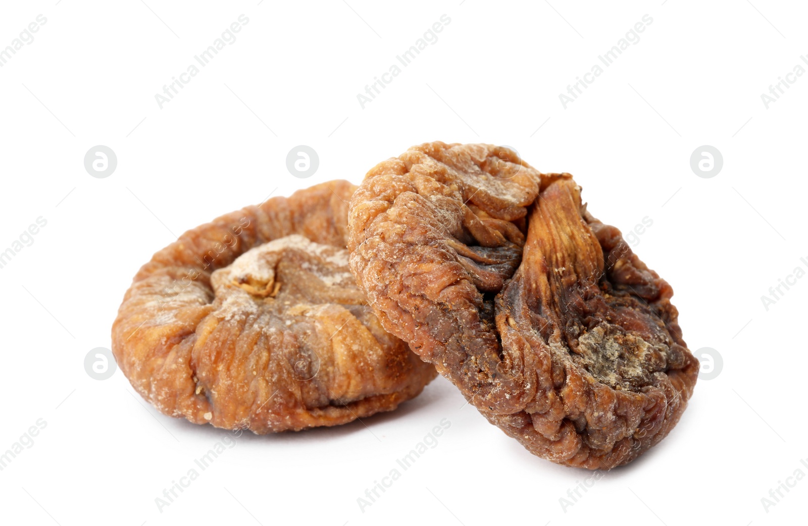 Photo of Delicious dried fig fruits on white background. Organic snack