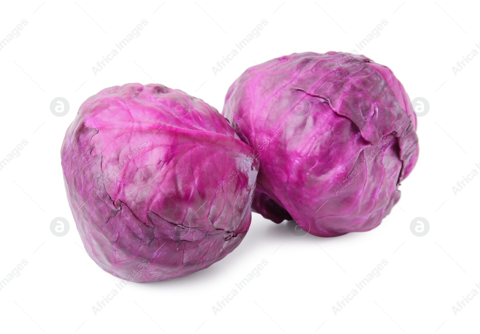 Photo of Whole fresh red cabbages isolated on white