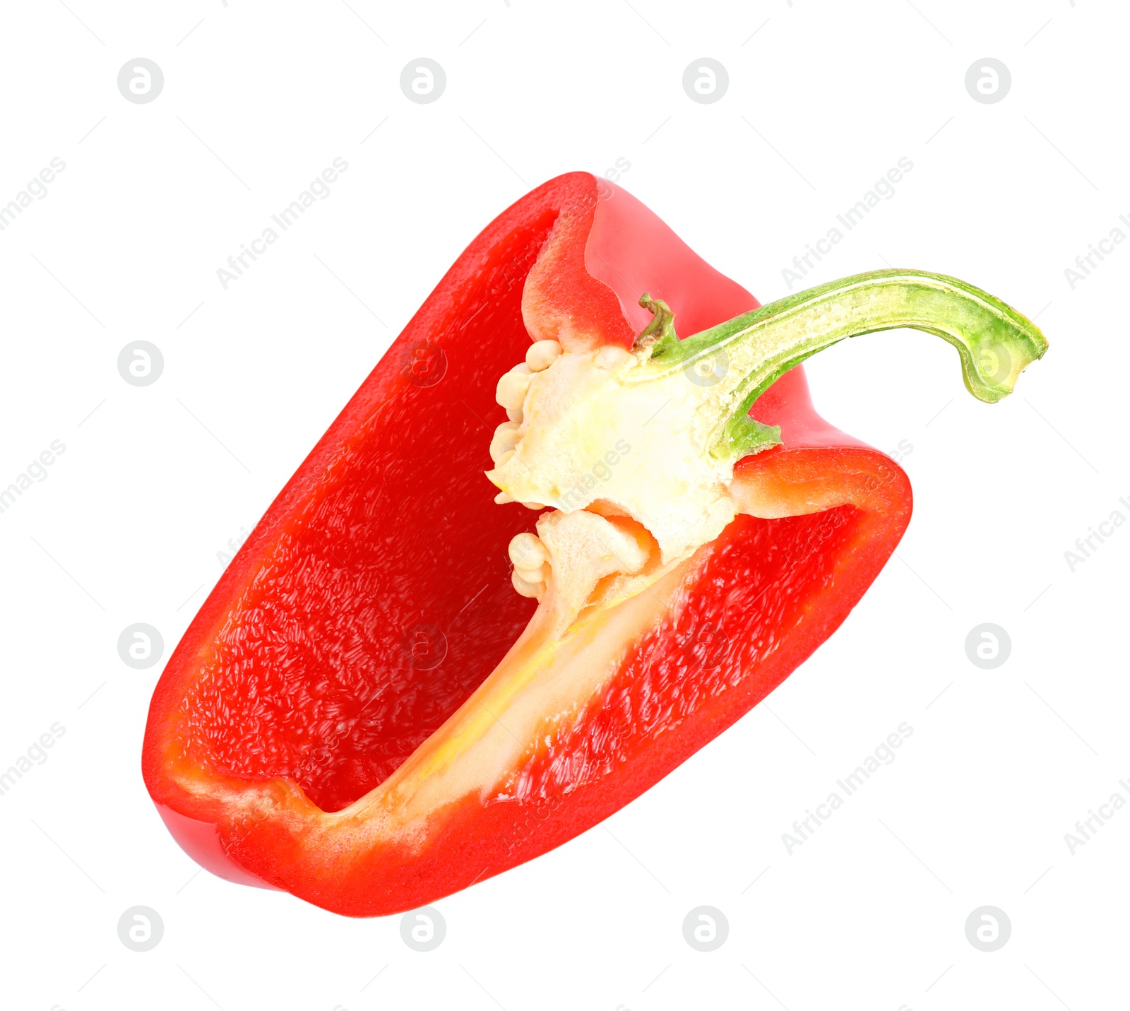 Photo of Slice of red bell pepper isolated on white