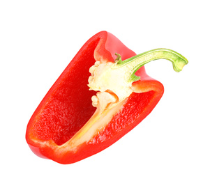 Photo of Slice of red bell pepper isolated on white