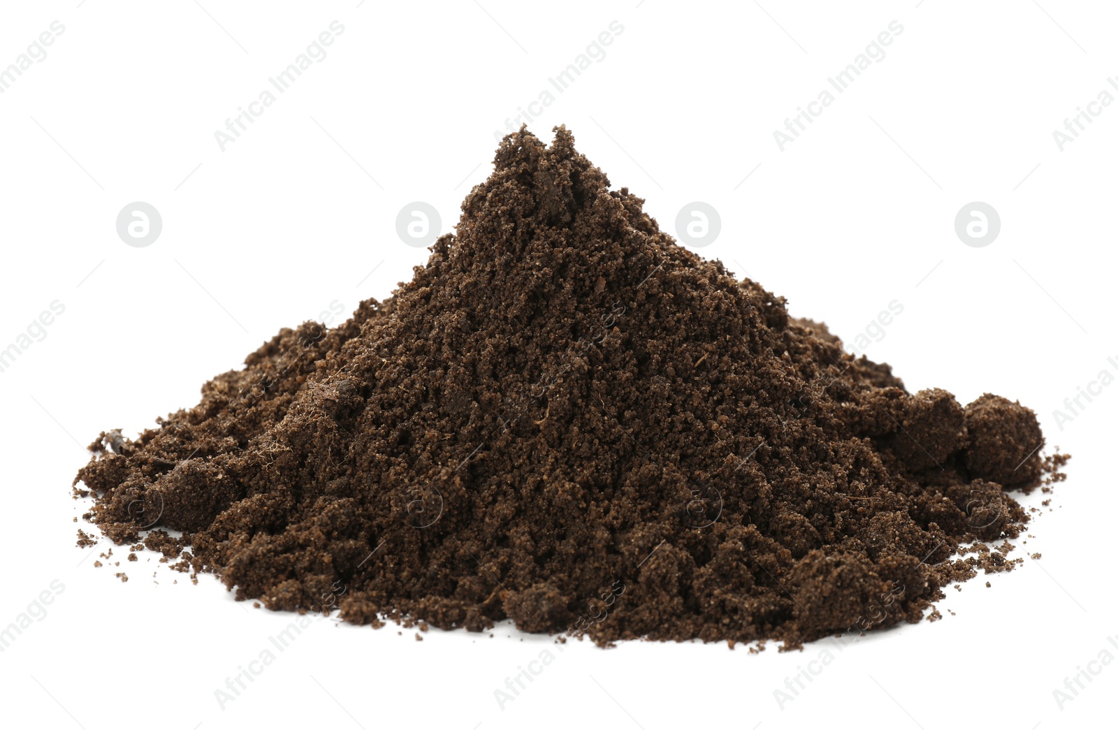 Photo of Pile of soil on white background. Fertile ground