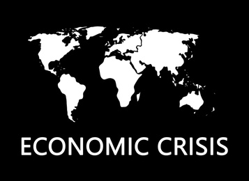 Illustration of  world map on black background. Coronavirus impact on global financial crisis