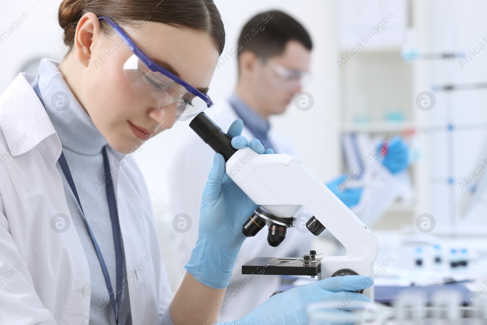 Photo of Scientists working with samples in laboratory. Medical research