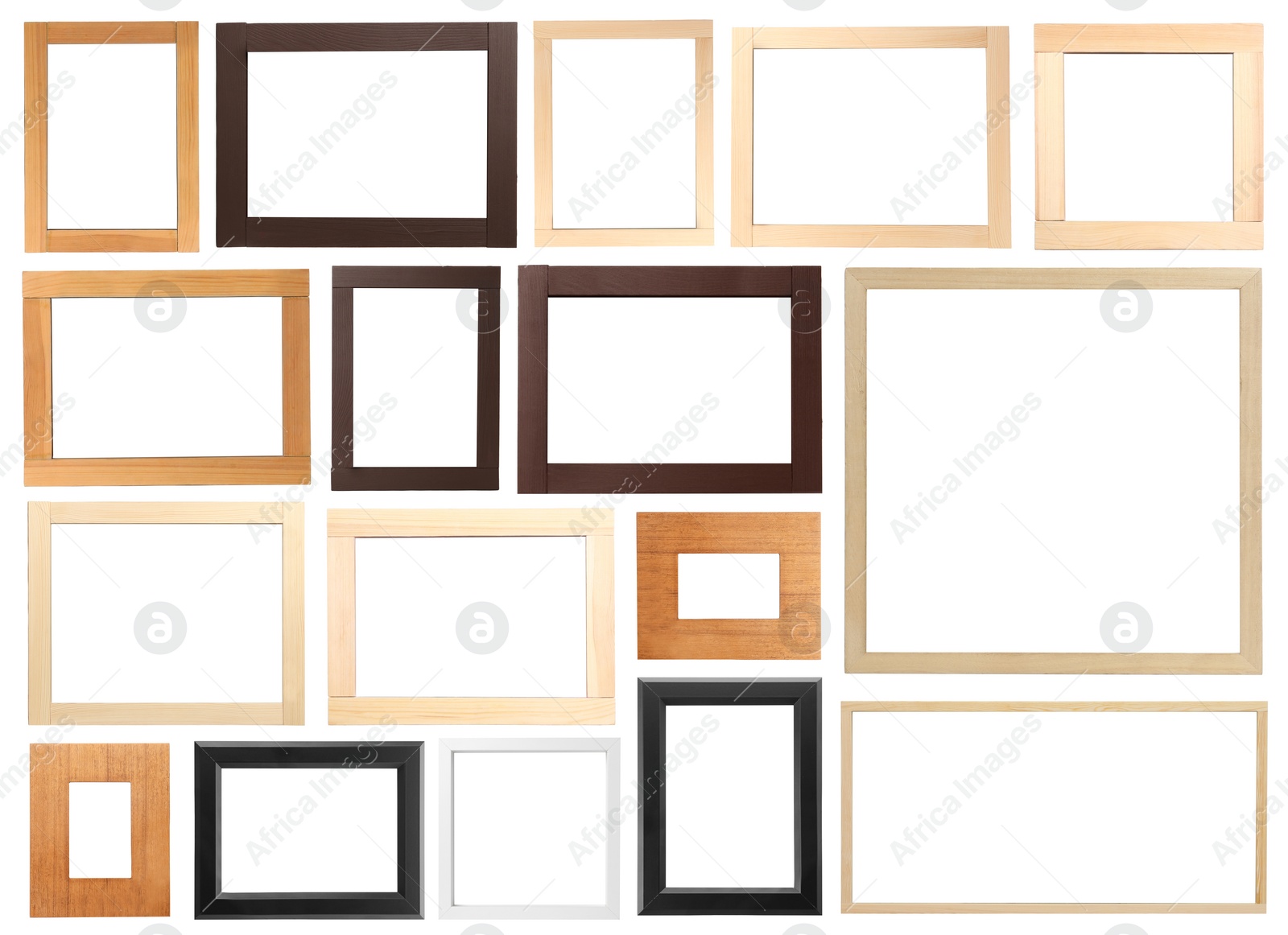 Image of Set of many different frames isolated on white